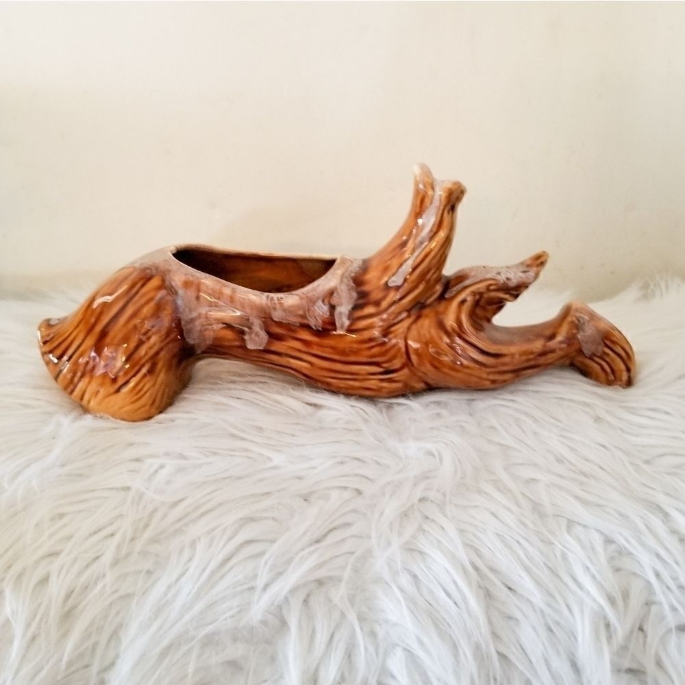 Vintage Mid-century modern planter log USA made